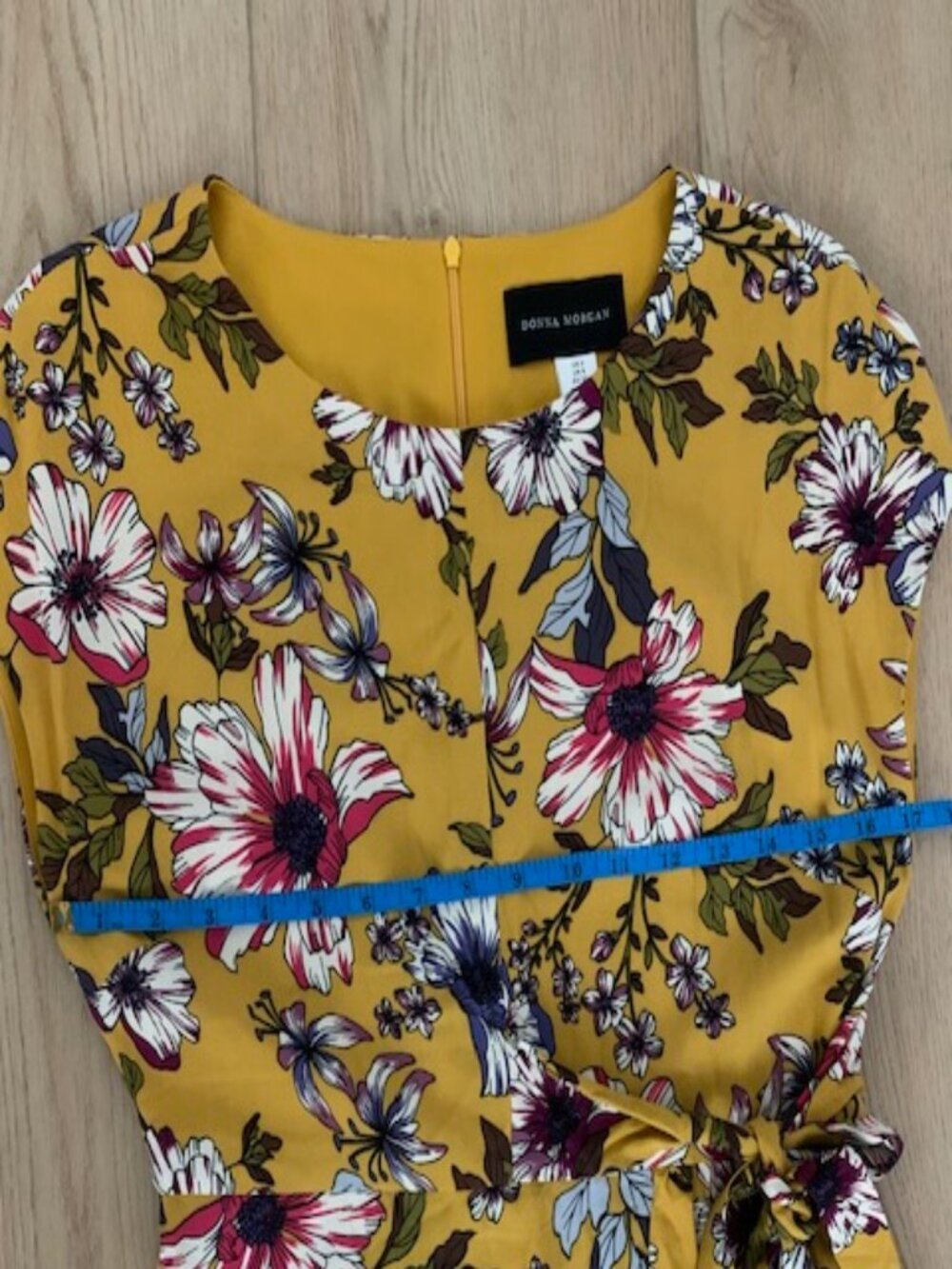 NWT Donna Morgan Yellow Floral Asymmetrical Midi Dress Size 2 - Picture 8 of 13